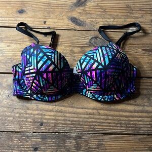 Pink VS Colorful Geometric Women's Bra